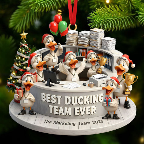 Best Ducking Team Ever Ornament - Personalized Fun Duck Gift for Coworkers Ornament PopCulturePrints