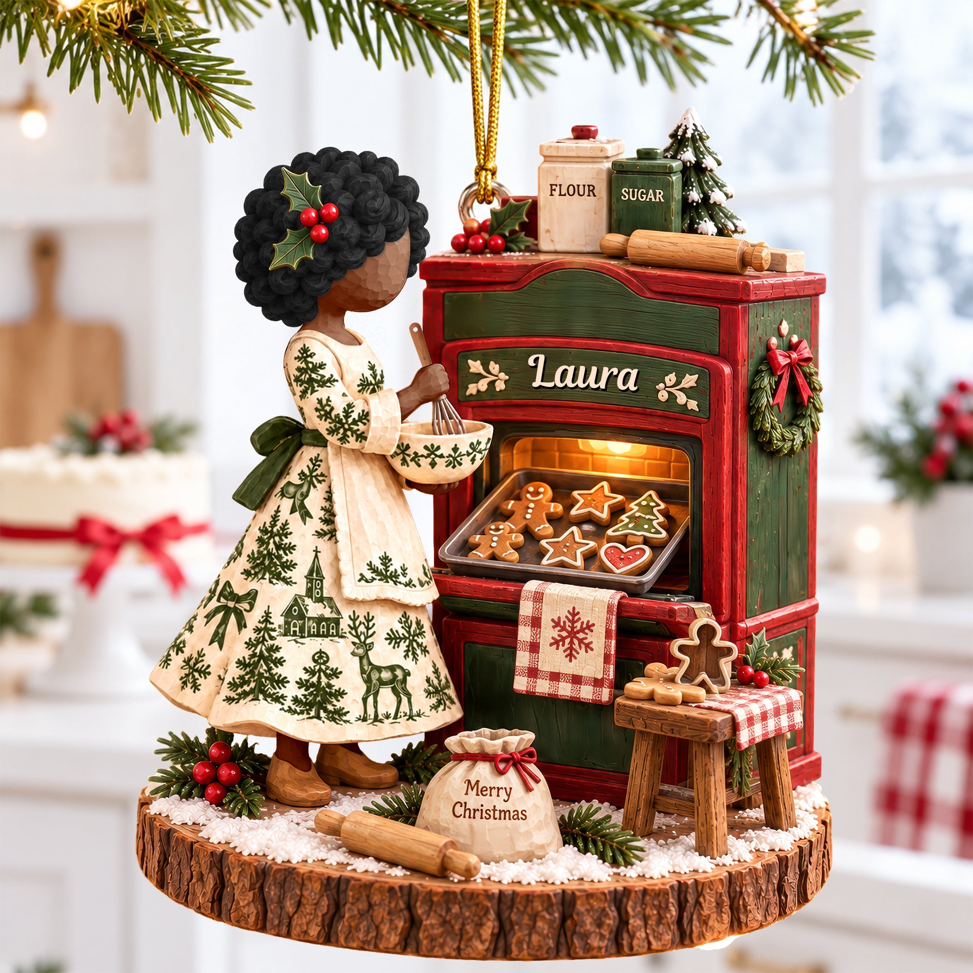 "Bake the World a Better Place" - Personalized Christmas Ornament for Bakers - Custom Gift for Friends, Family, and Baking Enthusiasts Ornament PopCulturePrints