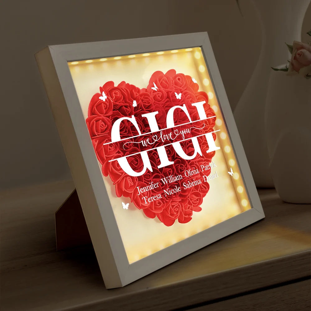 We Love You Mom - Personalized LED Light Flower Shadow Box - Perfect Gift for Mom and Grandma LED Light Flower Shadow Box PopCulturePrints