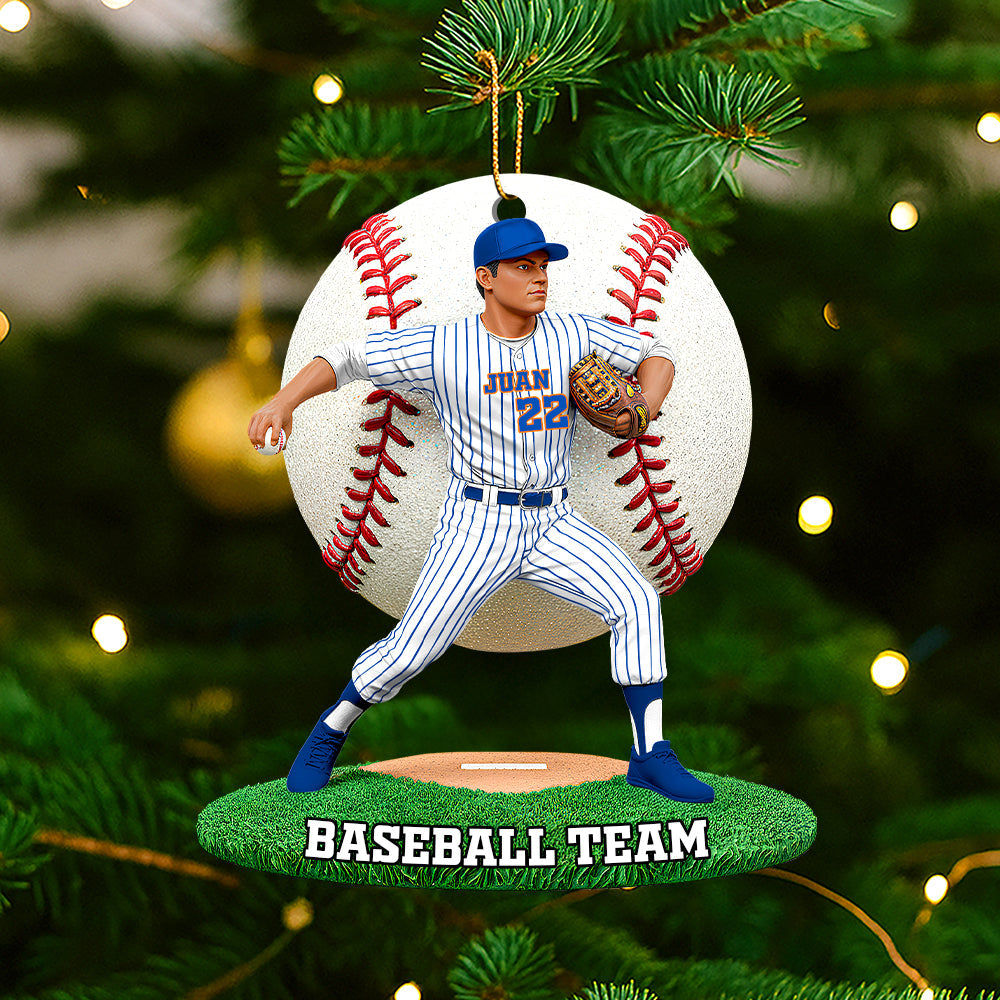 Celebrate the Spirit of Baseball - Personalized Pitch & Shine Christmas Ornament Ornament PopCulturePrints