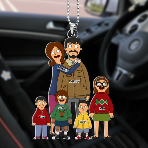 Personalized Family Car Ornament – Customizable Gift for Loved Ones Ornament PopCulturePrints