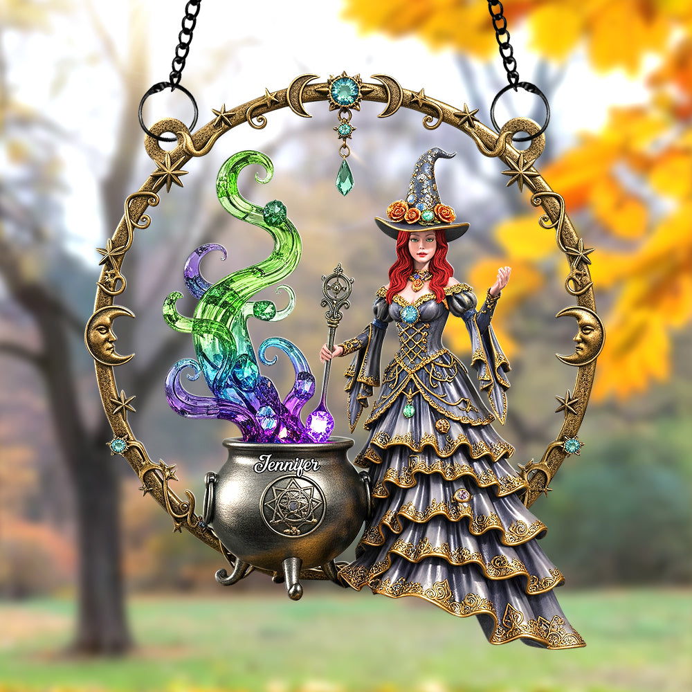 "The Magic Awaits: Enchanting Mystic Witch Suncatcher Ornament" - Personalized Gift for Witch Lovers Ornament PopCulturePrints