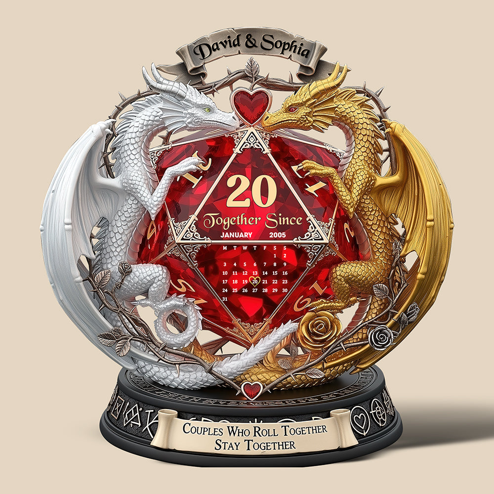 “Couples Who Roll Together Stay Together” - Fantasy Role-playing Game Fan Acrylic Plaque - Personalized Gift for Gamers and Couples Shaped Plaques PopCulturePrints