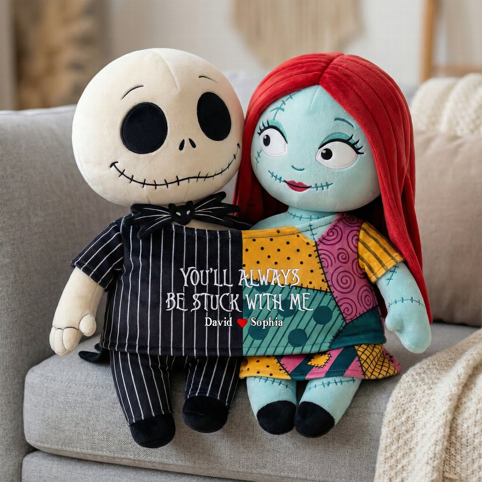 You'll Always Be Stuck With Me - Spooky Cute Couple Custom Shape Pillow Pillow PopCulturePrints