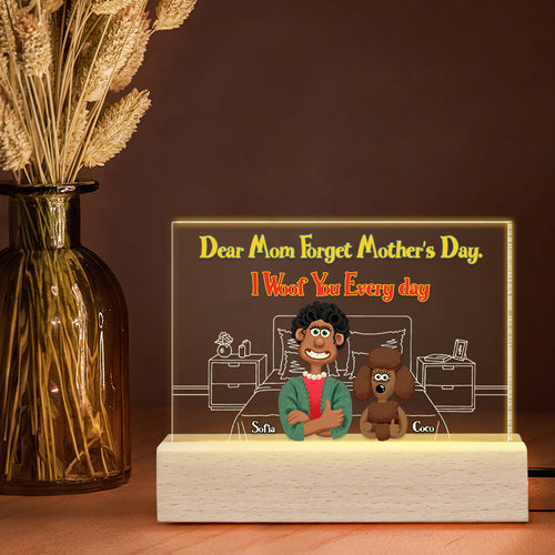 Dear Mom, I Woof You Every Day - Personalized LED Light for Dog Moms Led Night Light PopCulturePrints