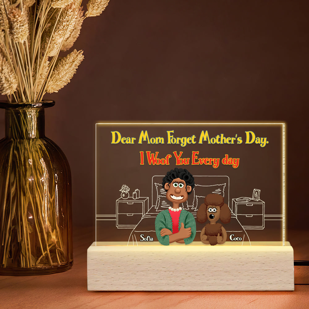 Dear Mom, I Woof You Every Day - Personalized LED Light for Dog Moms Led Night Light PopCulturePrints