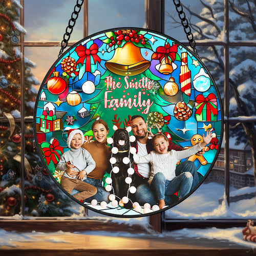 Personalized Round Stained Glass Suncatcher – Custom Christmas Gift for Families Suncatcher PopCulturePrints