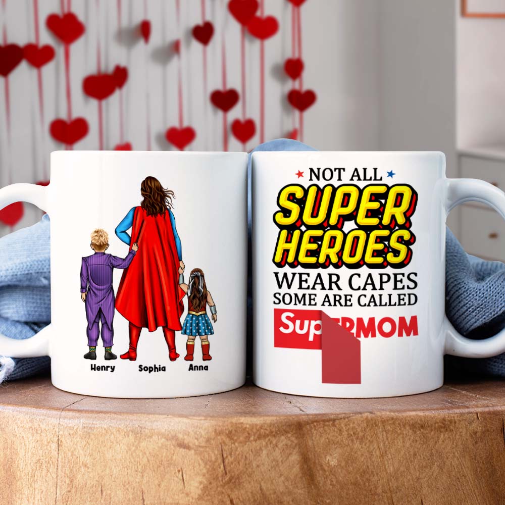 Supermom & Kids Personalized Coffee Mug Coffee Mug PopCulturePrints