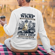Load image into Gallery viewer, WKRP Thanksgiving Turkey Drop Hoodie Shirts PopCulturePrints
