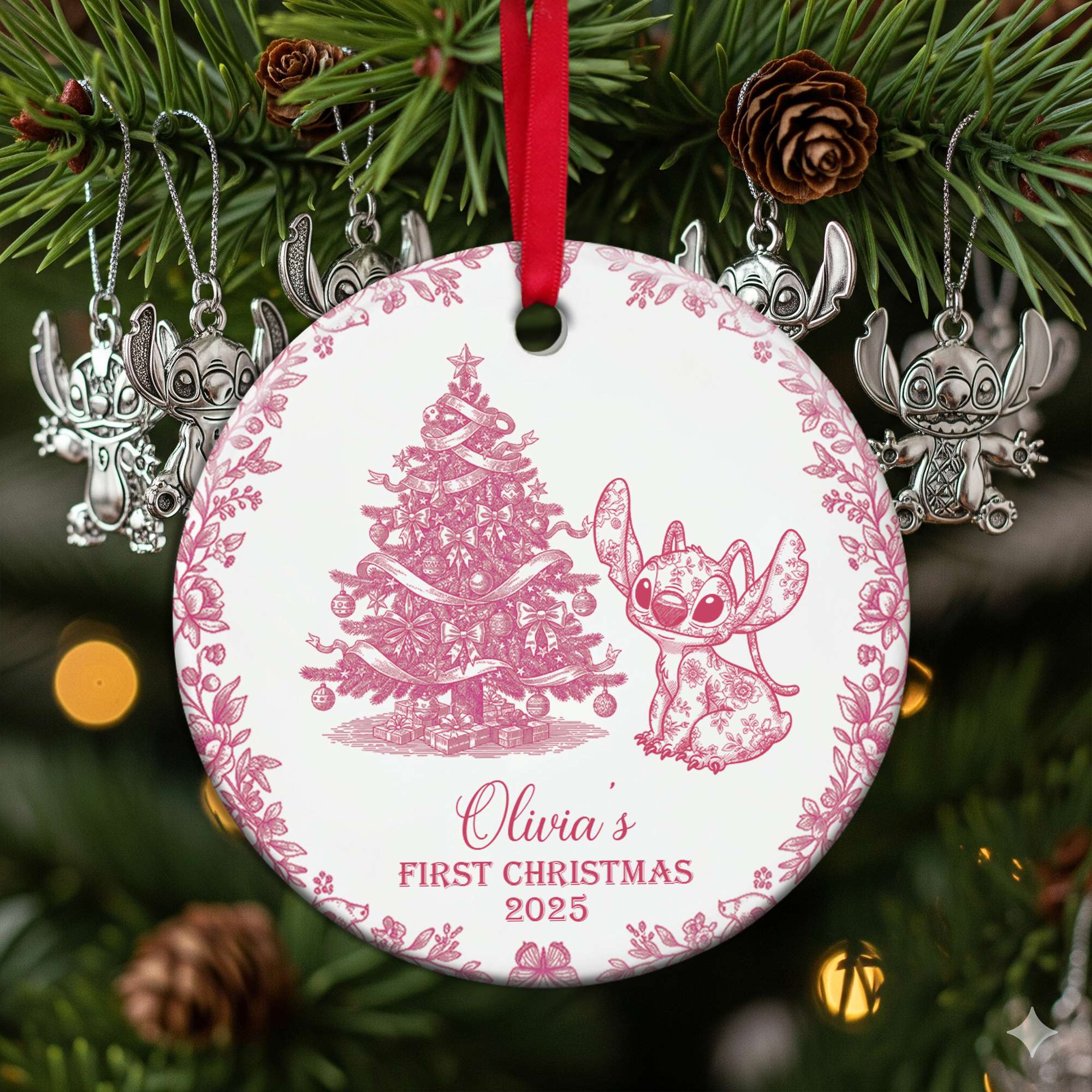 Olivia's First Christmas - Personalized Baby Ornament Ornament PopCulturePrints
