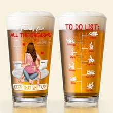Load image into Gallery viewer, Cheers to Love: Personalized Naughty Couple Beer Glass Beer Glasses PopCulturePrints
