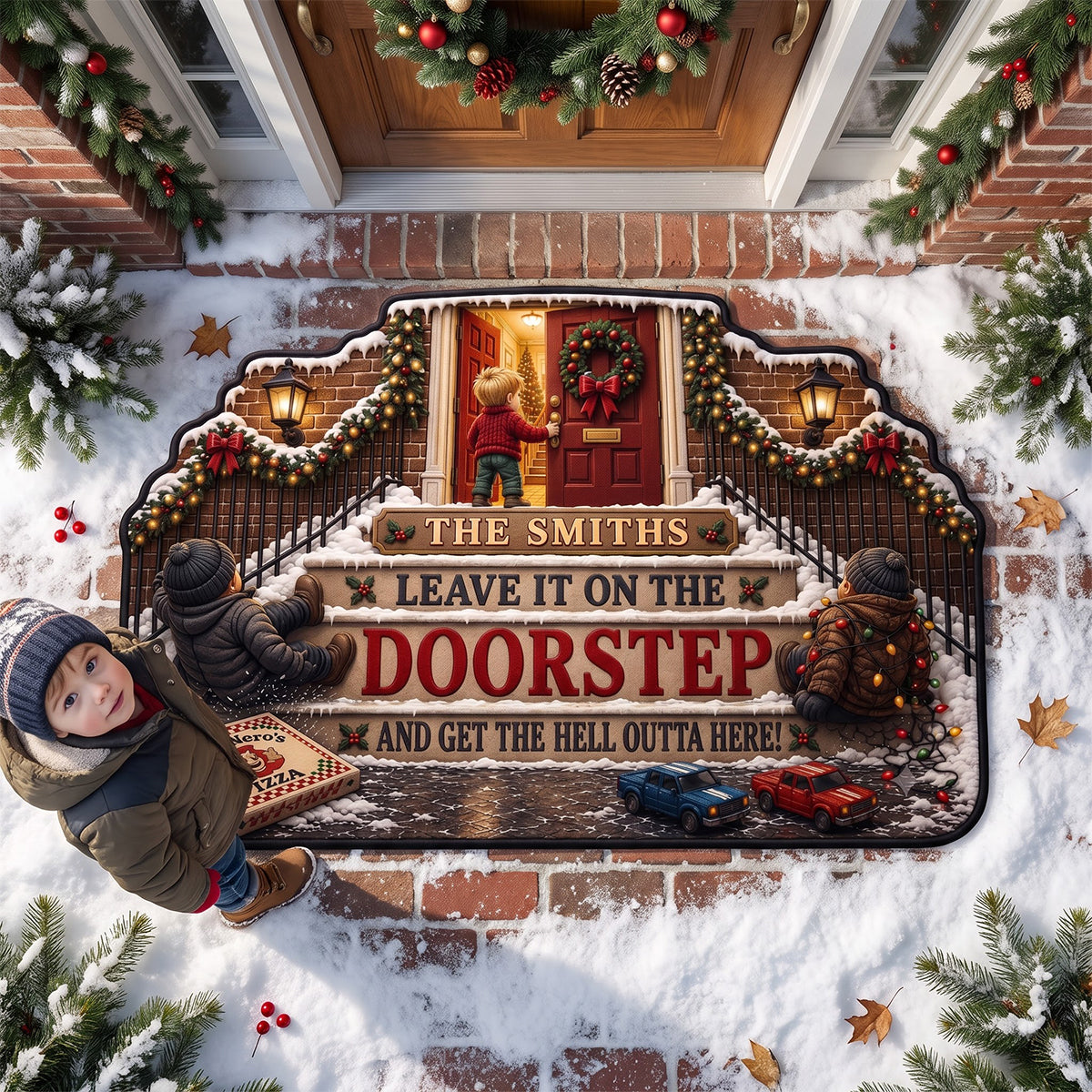 Funny Christmas Doormat - Personalized Gift for Families