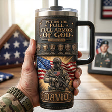 Load image into Gallery viewer, Put On The Full Armor Of God - USA Tumbler | Personalized Gift for Patriots Tumbler Cup PopCulturePrints

