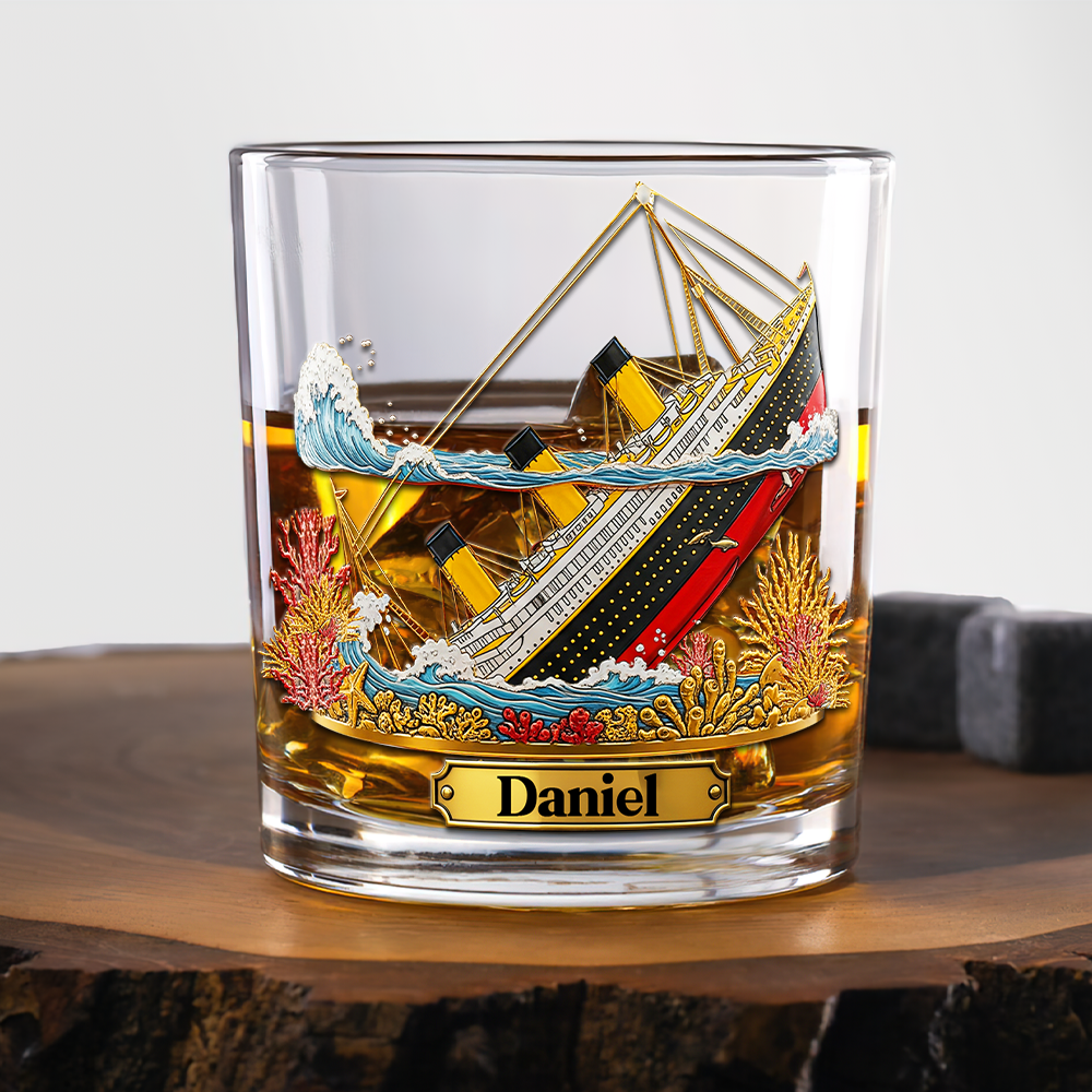 Sail Away with Style: Legendary Ocean Voyage Whiskey Glass - Personalized Gifts for Boat Lovers Whiskey Glass PopCulturePrints