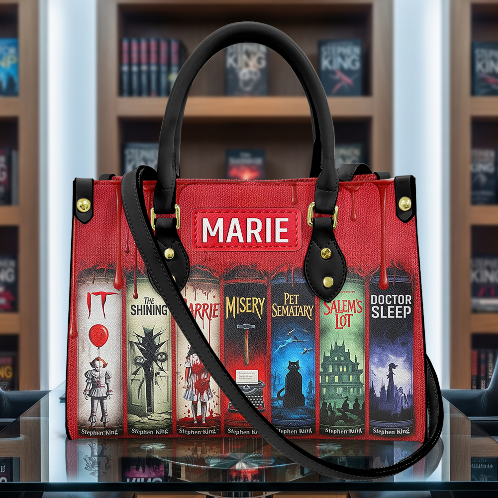 “Unleash the Horror!” - Creepy Stories Leather Bag - Personalized Halloween Gift for Horror Lovers Leather Bag PopCulturePrints