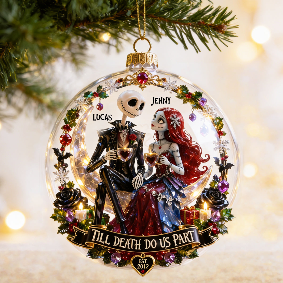 Gothic Love Christmas Ornament - Personalized Gifts for Couples