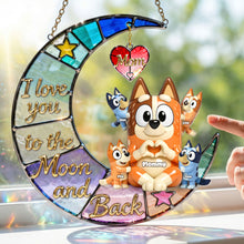 Load image into Gallery viewer, I Love You to the Moon and Back - Personalized Mom and Kids Suncatcher Ornament Ornament PopCulturePrints
