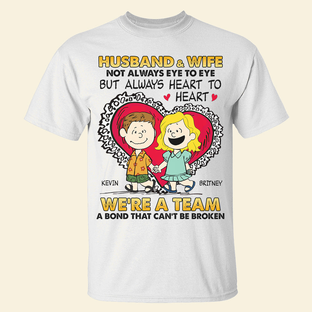 Personalized Cartoon Couple Shirts - Heart to Heart Design