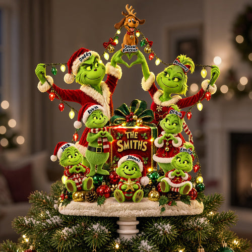 “Celebrate Family Joy” - Mischievous Christmas Tree Topper - Personalized Gifts for Family Ornament PopCulturePrints