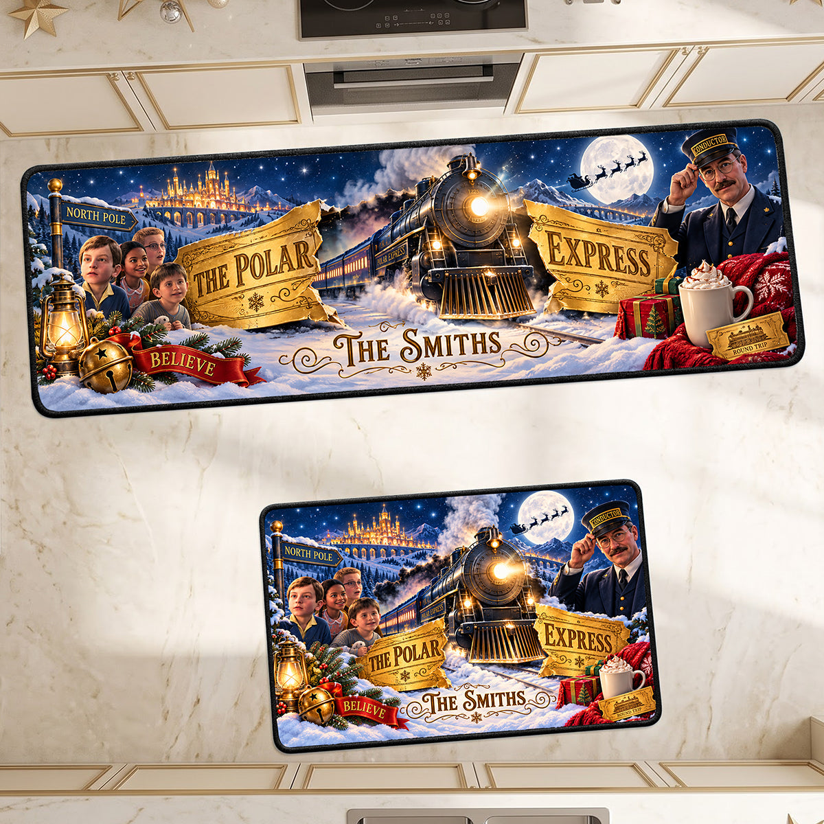 Believe in the Magic of Christmas - Magical Holiday Train Runner Rug, Personalized Gift for Family and Friends