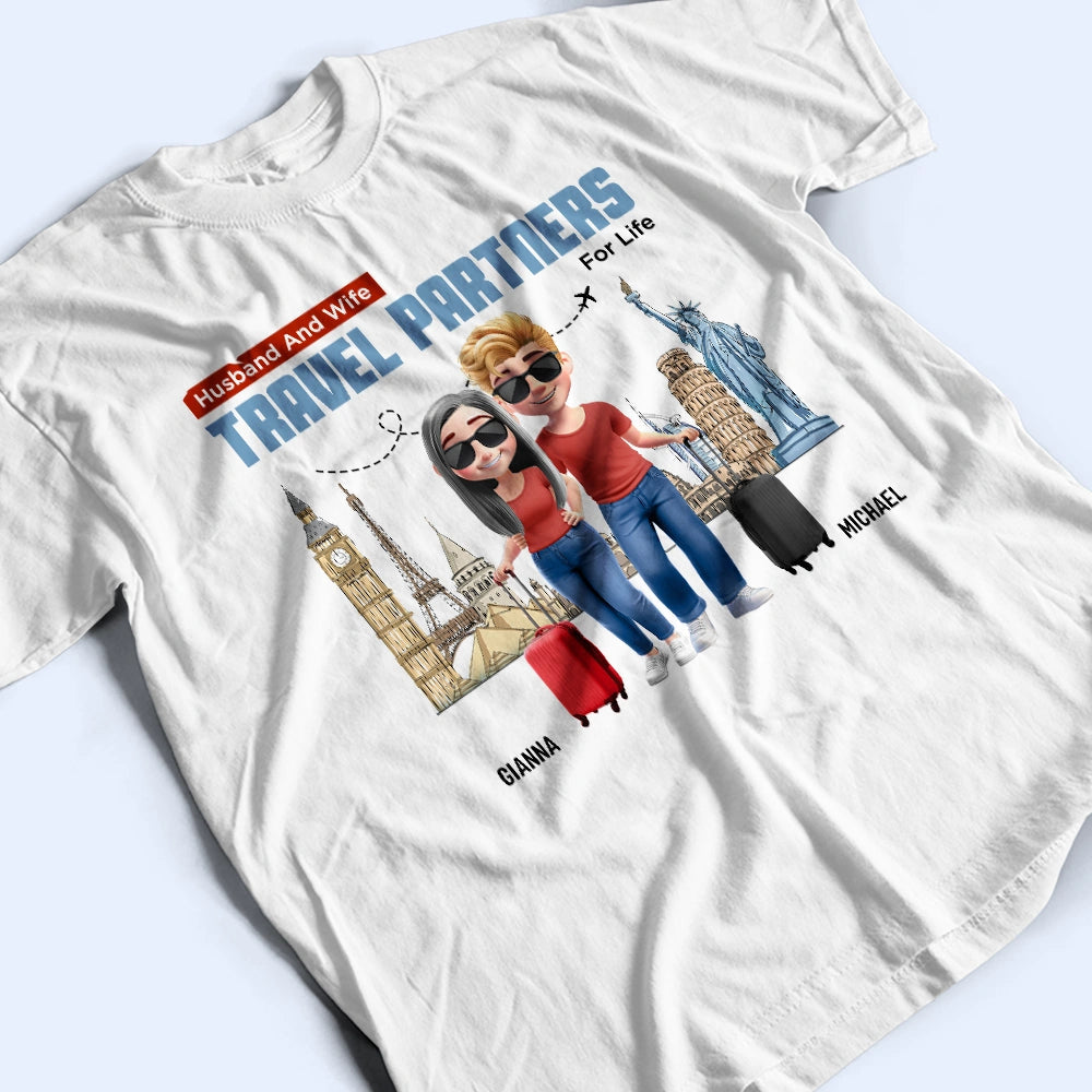 Husband And Wife Travel Partners For Life - Personalized T-Shirt T-shirt PopCulturePrints