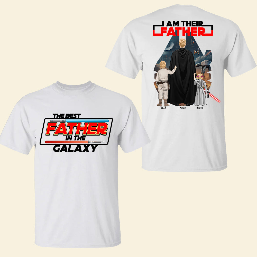 The Best Father in the Galaxy Shirt - Custom Personalized Gift for Dads, Grandpas and Father Figures Shirts PopCulturePrints