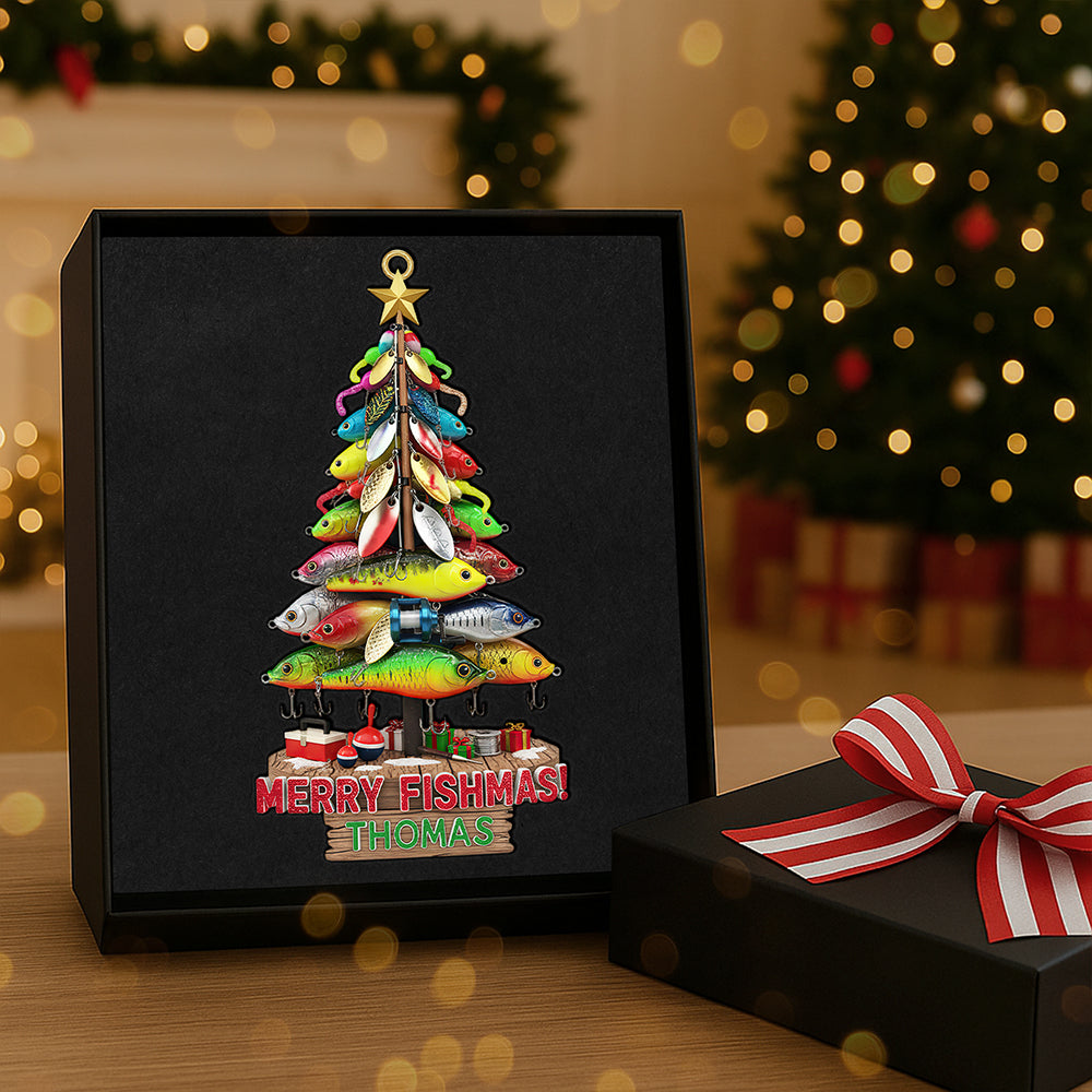 Merry Fishmas! Custom Acrylic Ornament - Perfect Personalized Gift for Avid Fishermen Ornament PopCulturePrints
