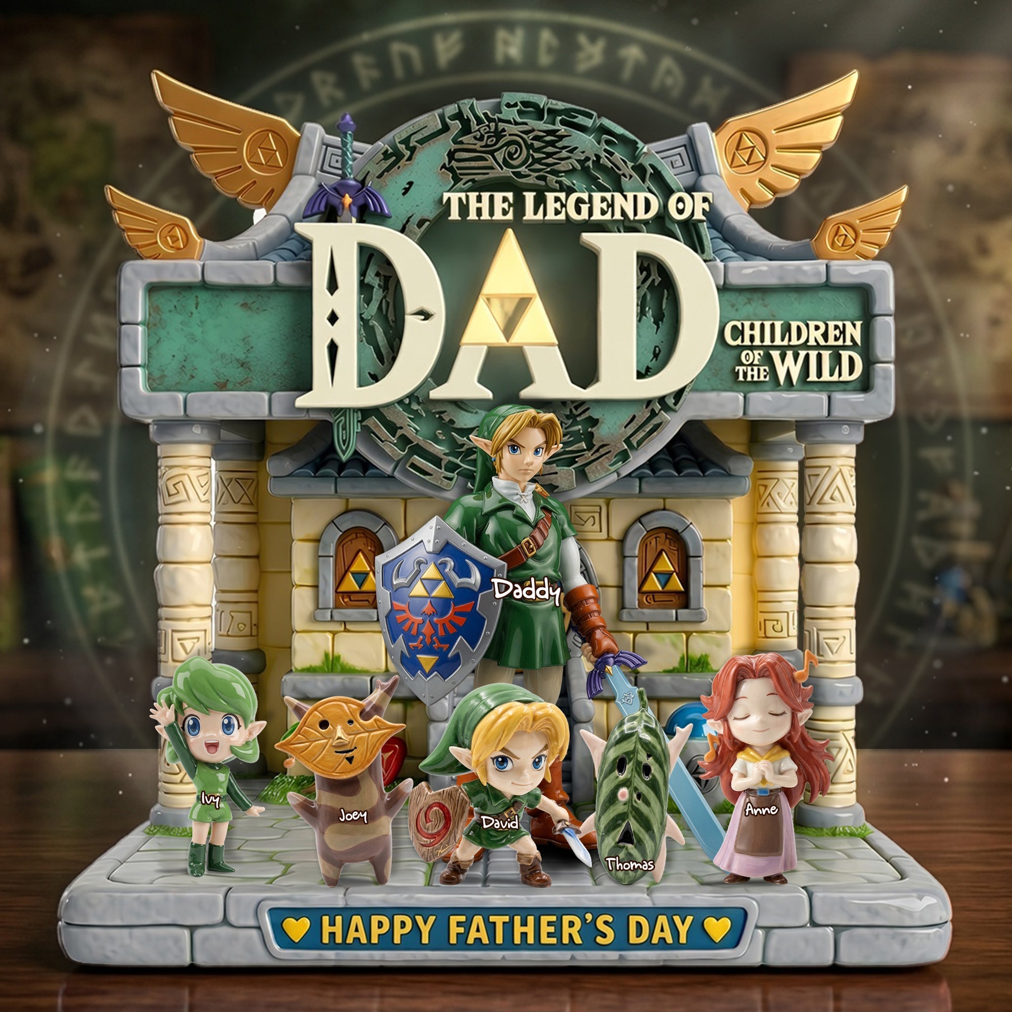 The Legend of Dad - Adventure Dad and Kids Personalized Acrylic Plaque | Unique Father's Day Gift Shaped Plaques PopCulturePrints