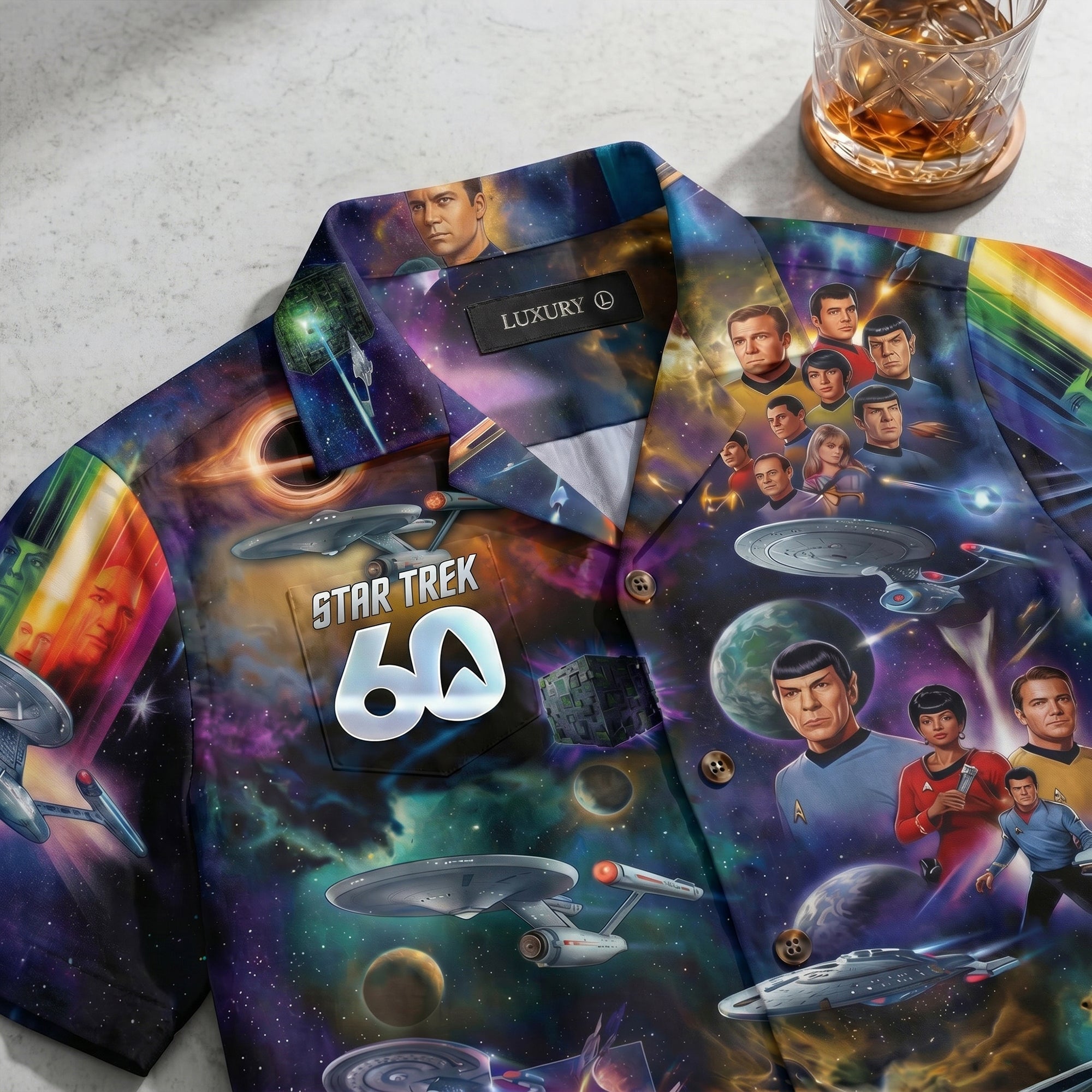 Celebrate 60 Years of Adventure with Our Cosmic Voyagers Hawaiian Shirt - Personalized Gift for Star Trek Fans Hawaiian Shirts PopCulturePrints