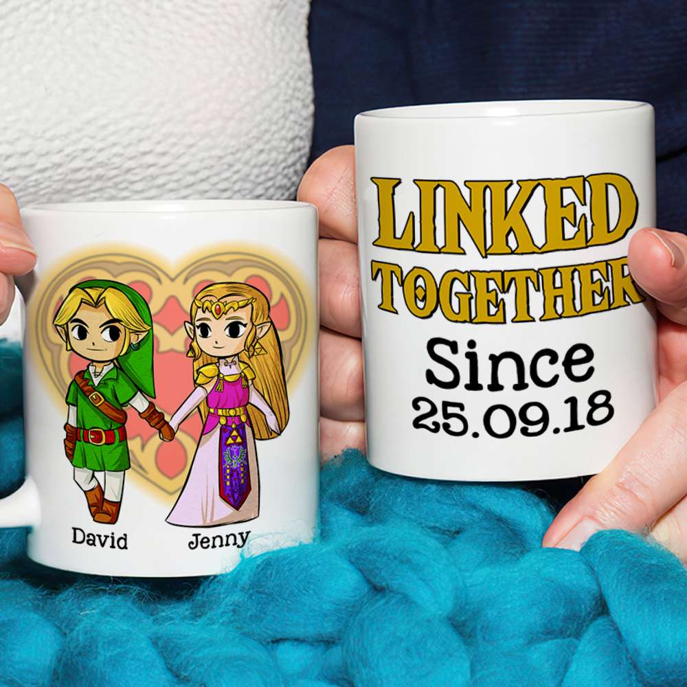 Personalized Couple Mug - Linked Together Since Coffee Mug PopCulturePrints
