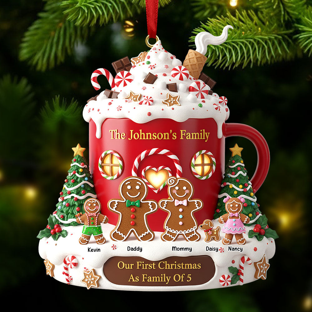 Celebrate Family Love with Our Gingerbread Family Ornament - Personalized Gift for Family Christmas Ornament PopCulturePrints