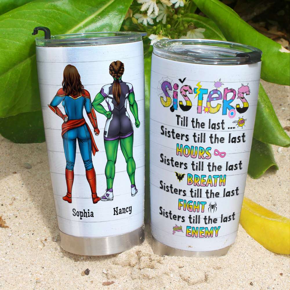 Personalized Superhero Sisters Tumbler Tumbler Cup PopCulturePrints