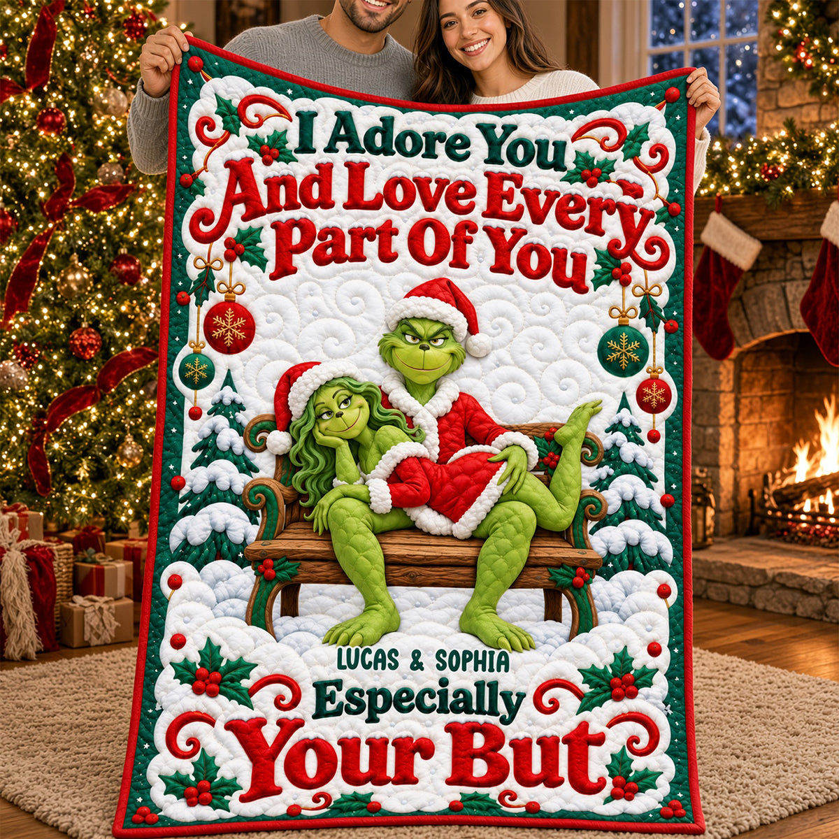 I Adore You and Love Every Part Of You - Funny Mischief Couples Blanket - Personalized Christmas Gift Blanket PopCulturePrints