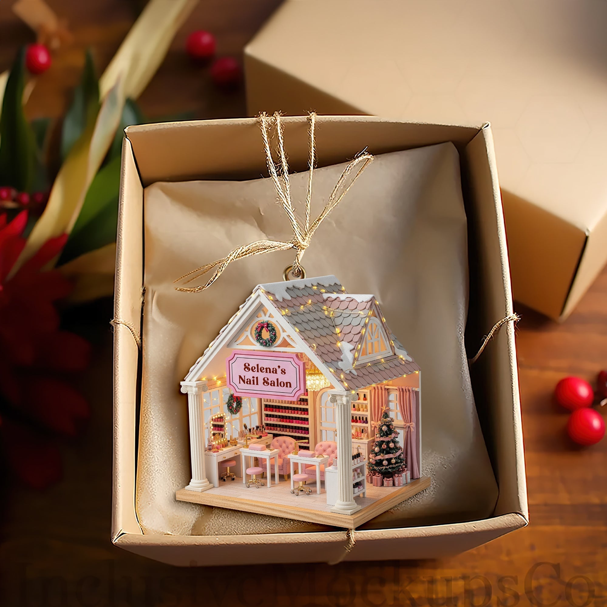 “Your Perfect Nail Retreat Awaits” - Nail Salon Miniature Acrylic Ornament - Personalized Gift for Her Ornament PopCulturePrints