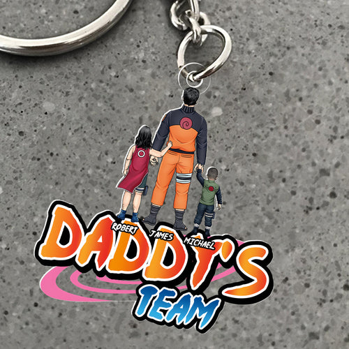 Personalized Anime-Inspired Keychain for Dad - Custom Family Design Keychains PopCulturePrints