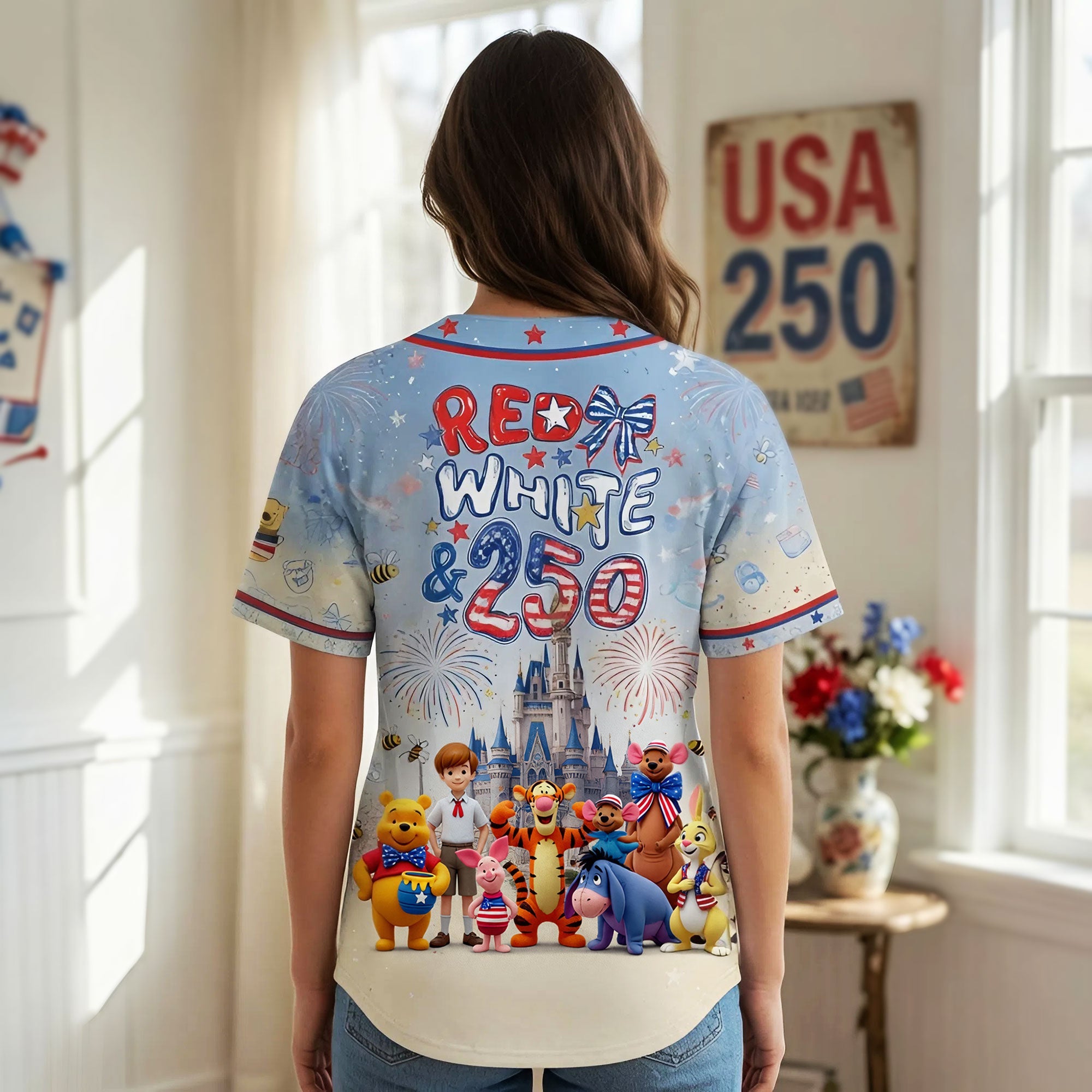Celebrate with Woodland Friends - Personalized Baseball Jersey for 250th USA Celebration