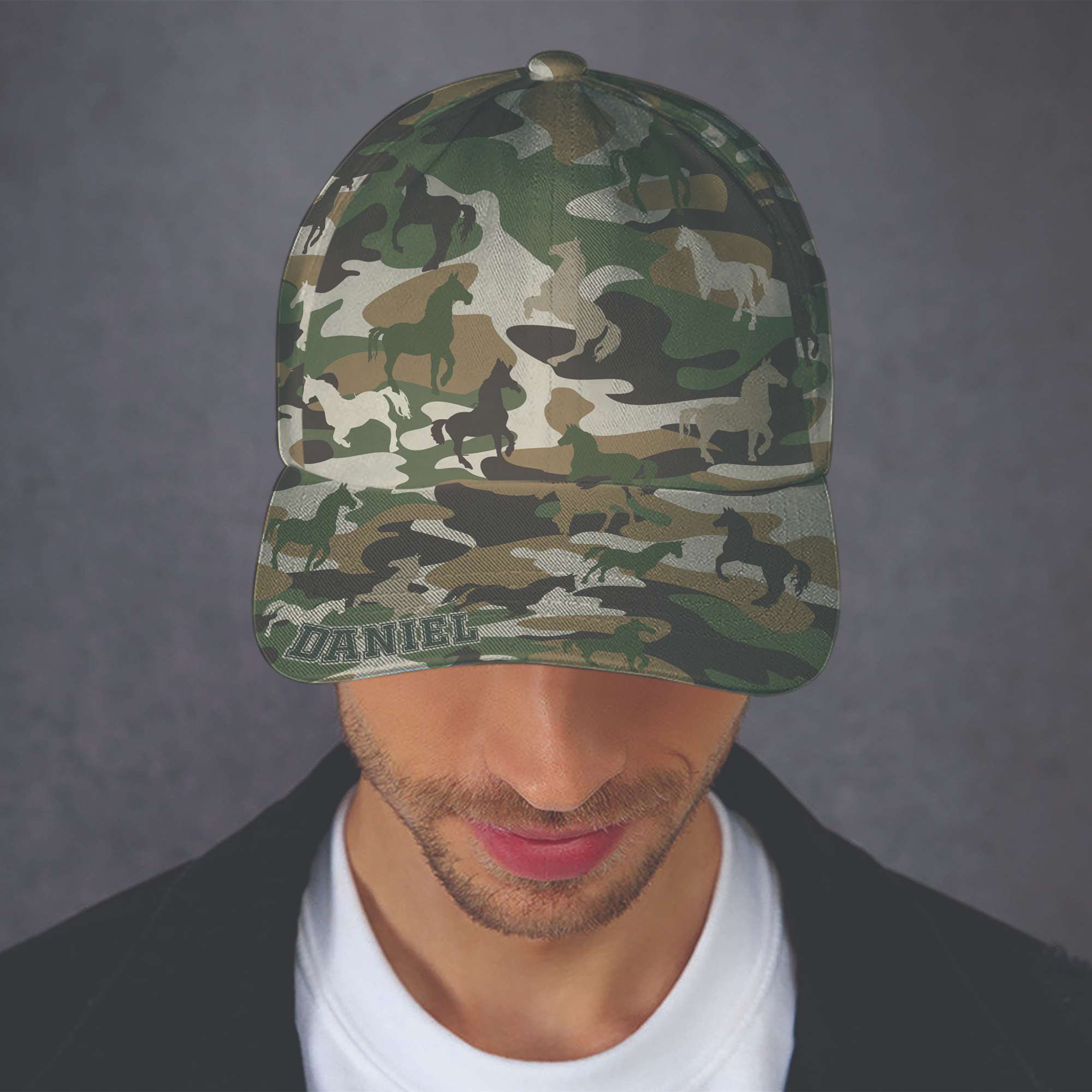 “For Horse Lovers: Style Meets Adventure” - Personalized Classic Camo Cap Caps PopCulturePrints