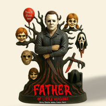 Load image into Gallery viewer, “You&#39;ll Float Too” – Horror Dad Plaque - Personalized Gift for Dad, Grandpa, and Horror Lovers Shaped Plaques PopCulturePrints

