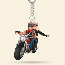 Load image into Gallery viewer, Personalized Biker Couple Keychain - Custom Gifts for Riders Keychains PopCulturePrints
