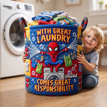 Load image into Gallery viewer, Laundry Time - Personalized Gifts Quilted Laundry Basket 07TYDH090726 Laundry Basket PopCulturePrints

