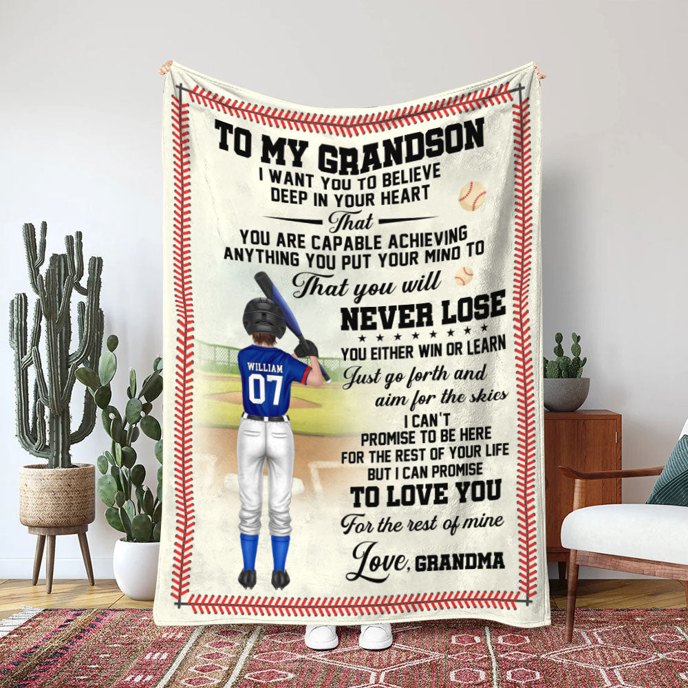 Personalized Baseball Love Blanket for Grandson Blanket PopCulturePrints