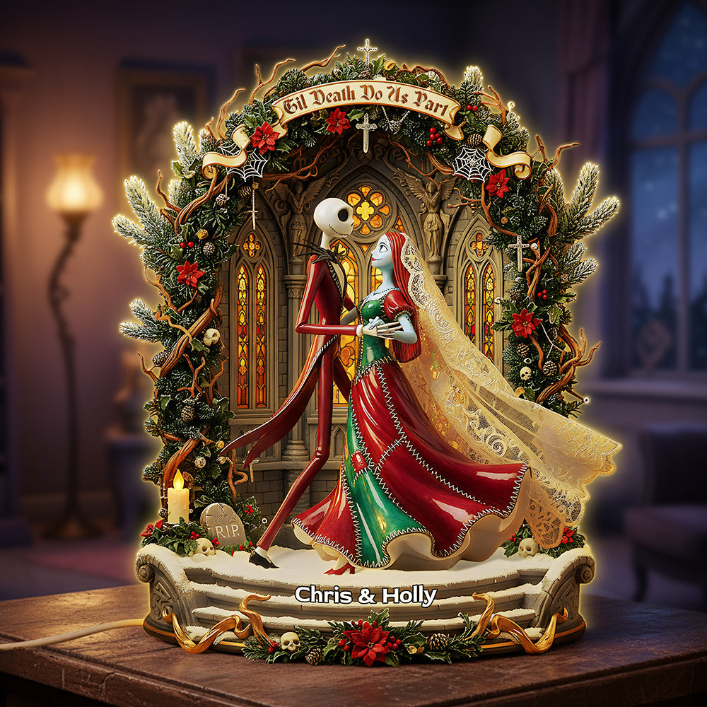 "Till Death Do Us Part" - Gothic Dancing Couple Acrylic Light Box - Personalized Gift for Couples, Weddings, Anniversaries, and Special Occasions Light Box PopCulturePrints