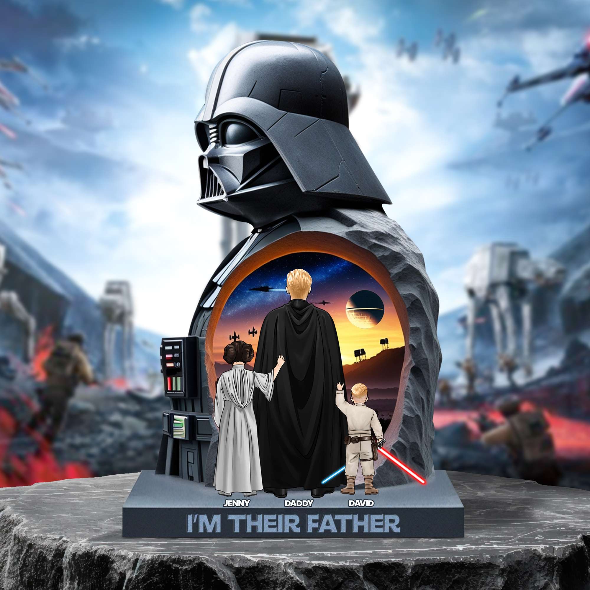 The Force Is Strong with This Dad - Custom Acrylic Plaque Gift for Dad, Grandpa & To Be Dads Shaped Plaques PopCulturePrints