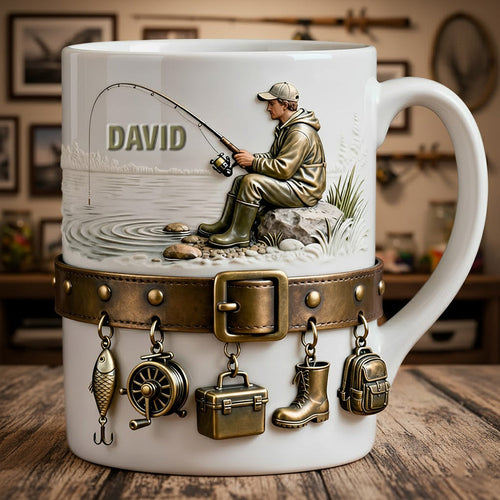 “Catch the Perfect Brew!” Personalized Fishing Lovers Coffee Mug - Custom Gift for Anglers, Dad, and Friends Coffee Mug PopCulturePrints