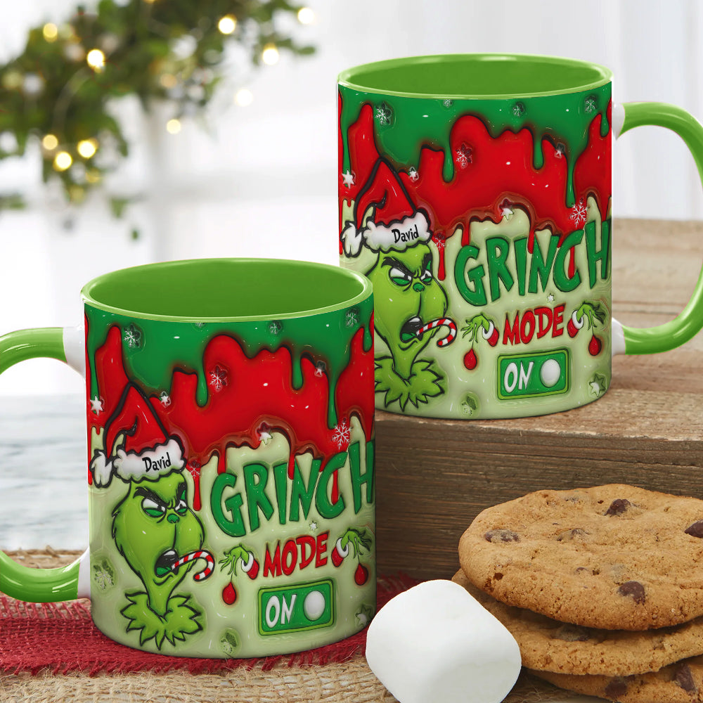 Personalized Grinch Mode On Christmas Mug - Custom Holiday Coffee Cup