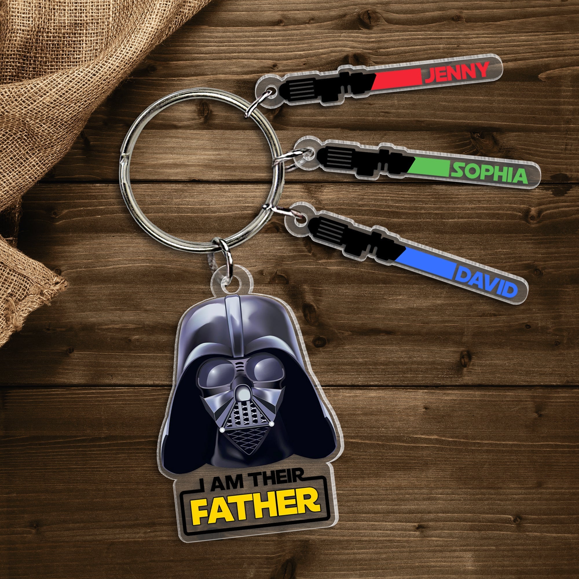 Personalized Father's Day Light Sword Keychain Keychains PopCulturePrints