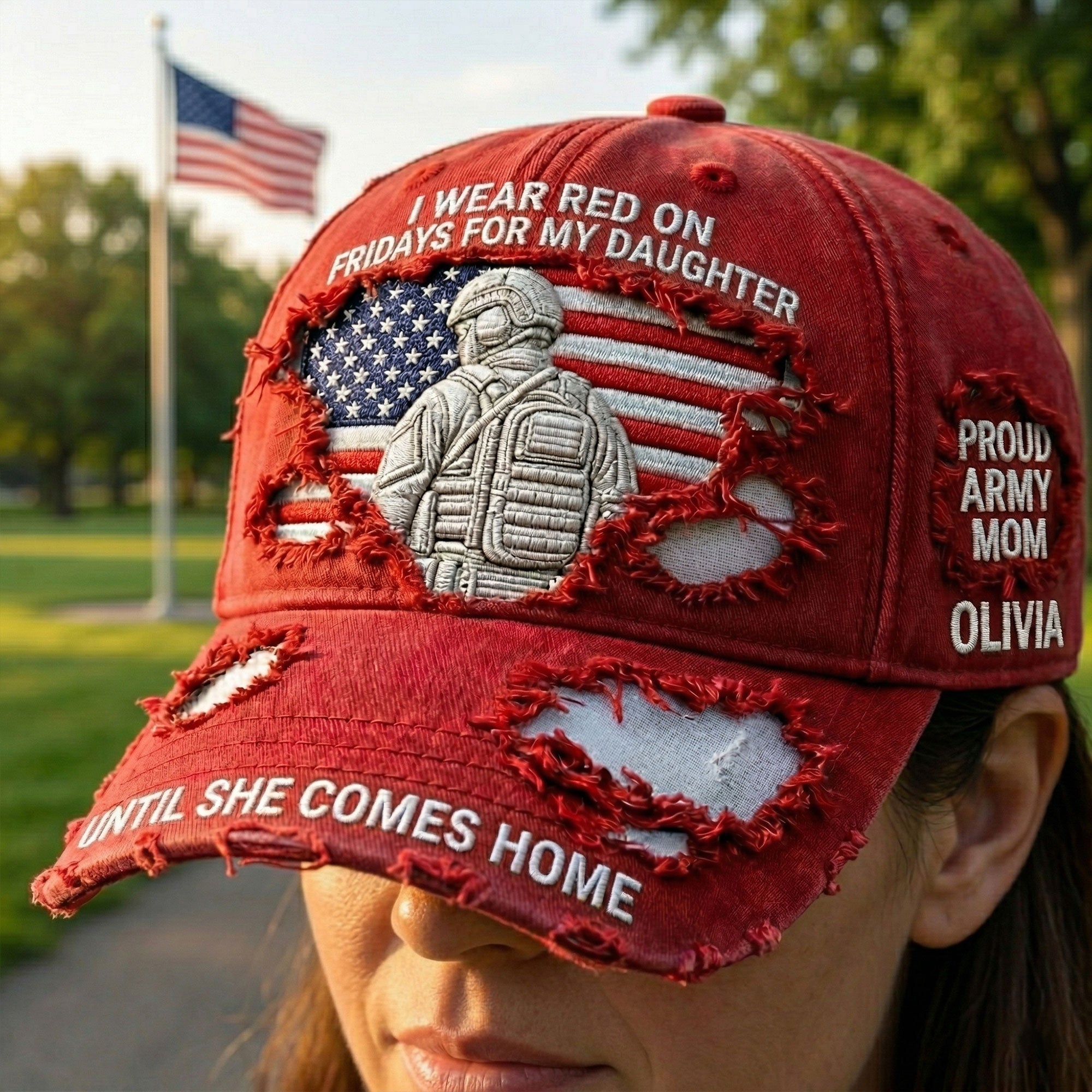 I Wear Red on Fridays for My Daughter - Proud Military Mom Classic Cap - Personalized Gift for Mom Caps PopCulturePrints