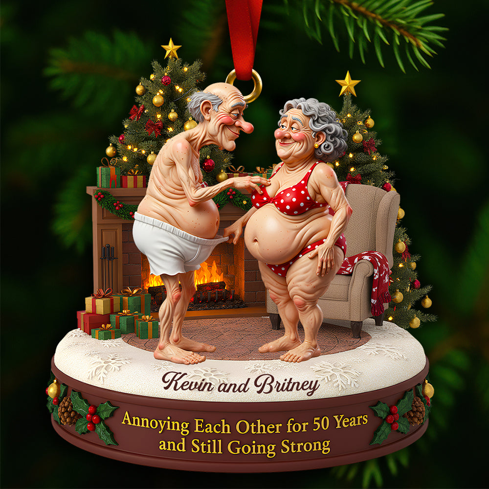 "Annoying Each Other for 50 Years, Still Going Strong" - Personalized Old Couple Christmas Ornament - Perfect Gift for Couples, Parents & Grandparents Ornament PopCulturePrints