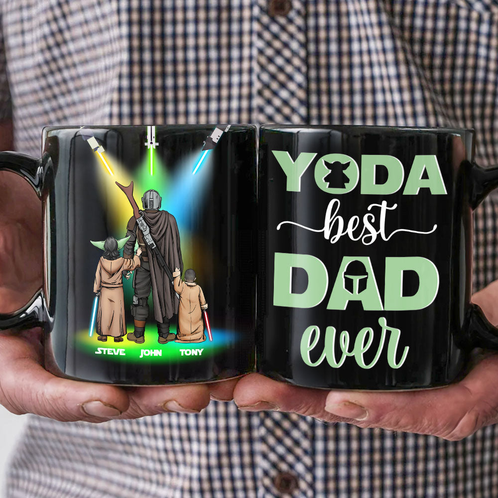 Personalized Yoda Best Dad Mug - Custom Names Coffee Mug PopCulturePrints