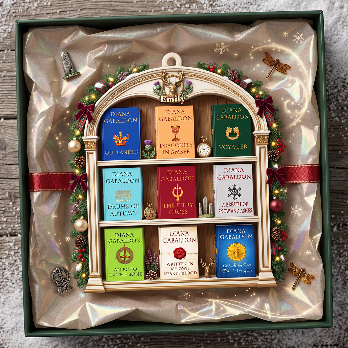 Fantasy Book Shelf Christmas Ornament - Personalized Gifts For Book Lovers 02NATA081026 Ornament PopCulturePrints